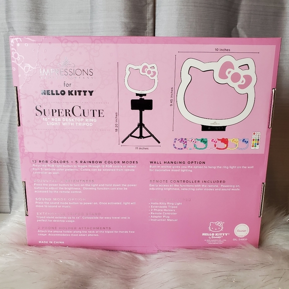 IMPRESSIONS FOR HELLO KITTY super cute 10" rgb desktop ring light with tripod - Picture 5 of 6